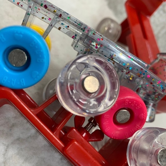 Build-A-Bear skates 2 pairs glitter multi colored and red with clear wheels - Picture 12 of 16
